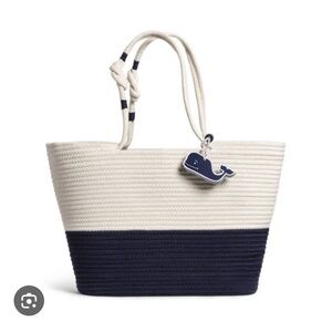 NWT RARE Vineyard Vines x Target Beach Rope Tote Bag in Cream / Navy